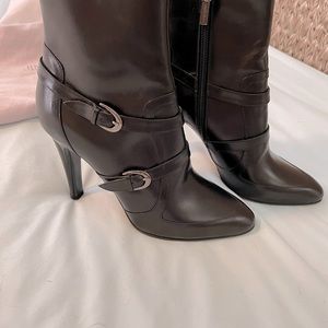 Jimmy Choo heeled ankle boots. Black leather-never worn